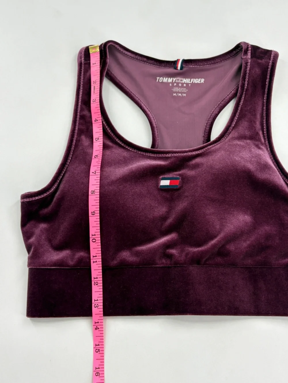 Tommy Hilfiger Velvet Racerback Sports Bra - Plum - Picture 8 of 9